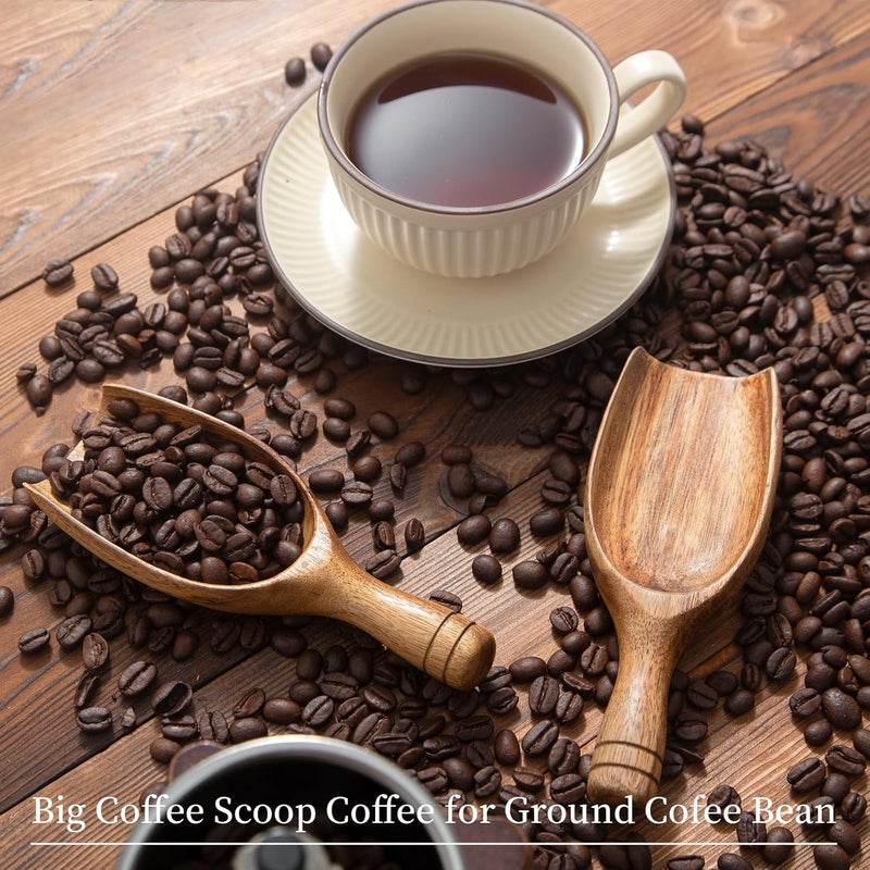 Lebami Large Wooden Coffee Scoop, 4pcs Coffee Scoops for Big Jars Canisters, Acacia Wood Ground Coffee Shovel Scooper Multipurpose, Kitchen Scooping Tool Beans Salts Spice Powder Tea Shovels - Image 3